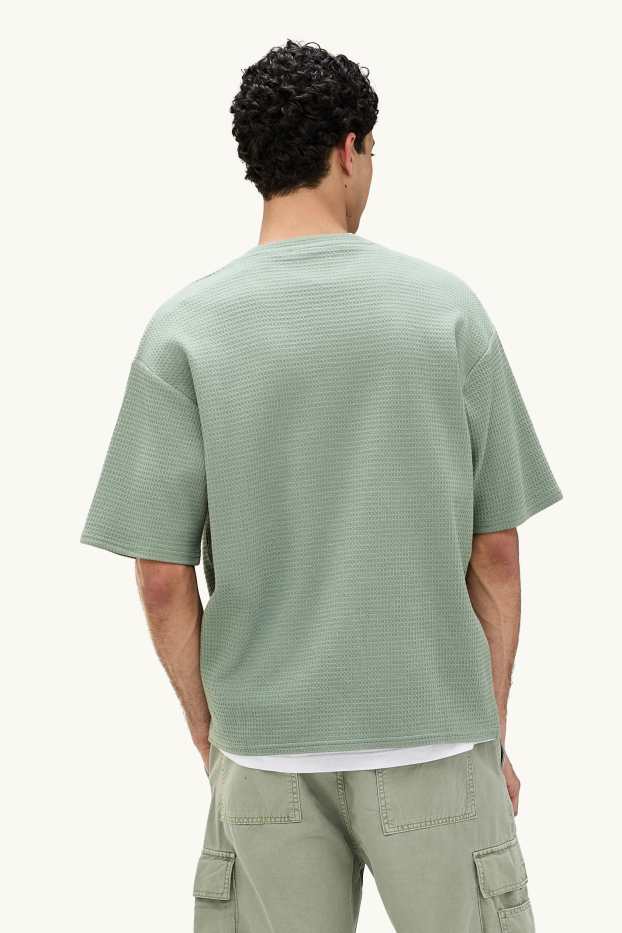Hommes - T-shirt - Oversize - finition texturée - vert