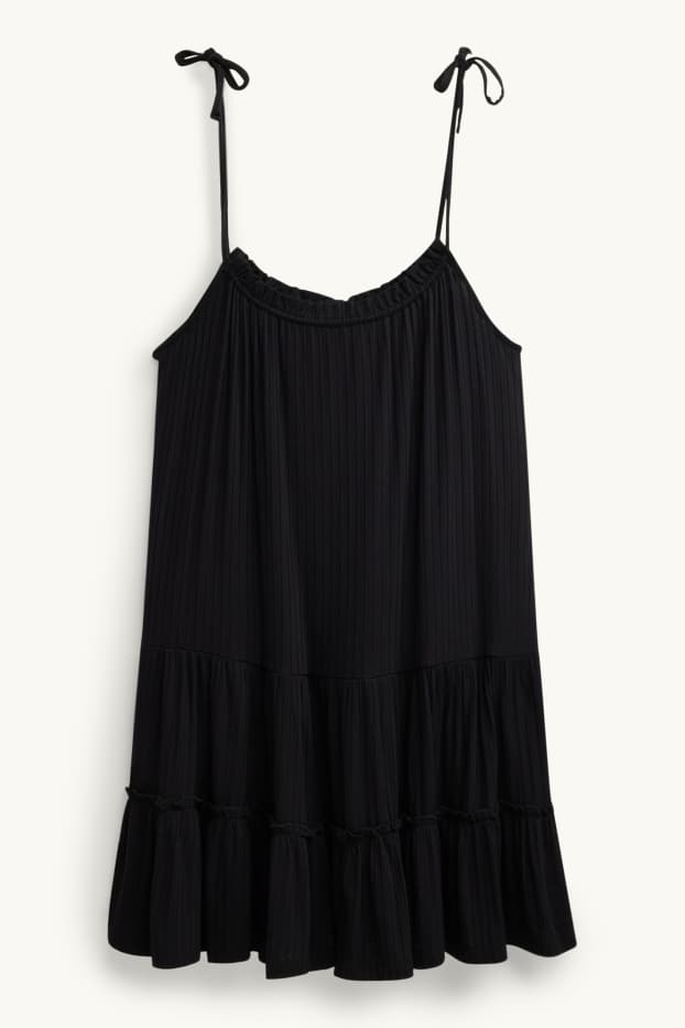 Femei - Rochie în A - reiată - negru