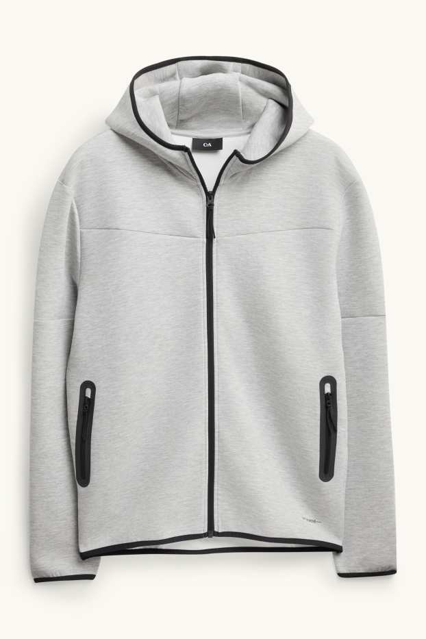 Herren - Sweatjacke mit Kapuze - grau-melange