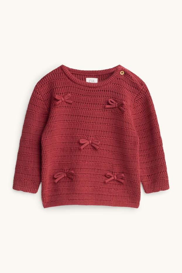 Baby Mädchen - Schleife - Baby-Pullover - bordeaux