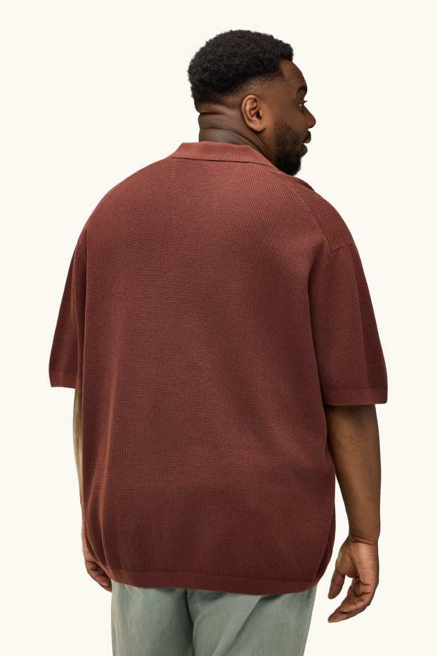 Herren - Poloshirt - Relaxed Fit - strukturiert - rostbraun