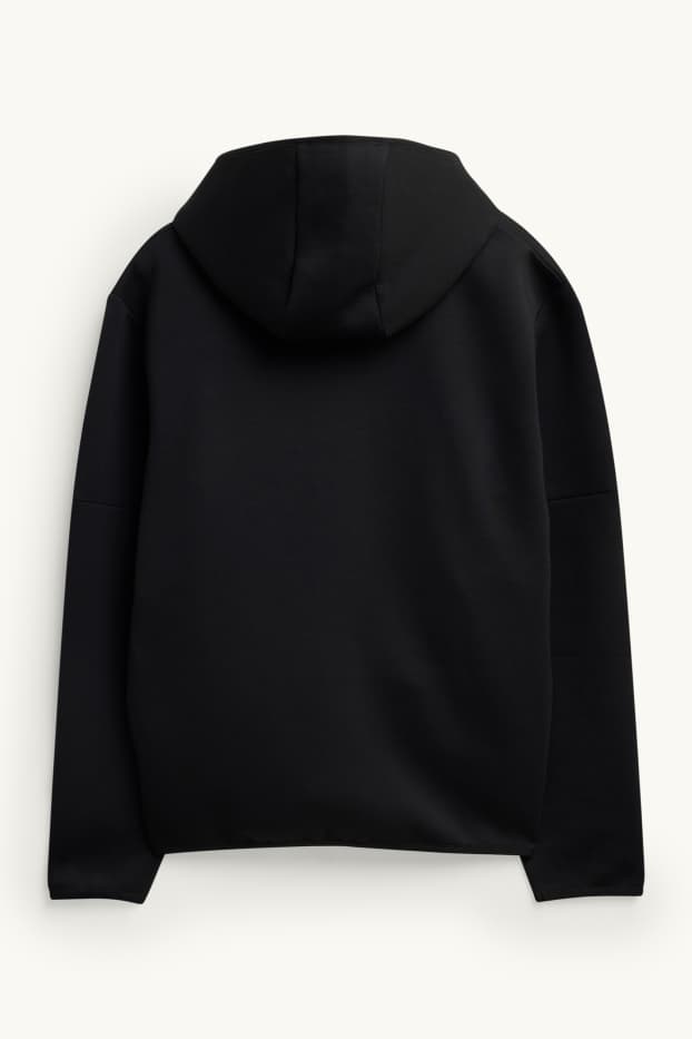 Hommes - Sweat zippé en molleton avec capuche - noir