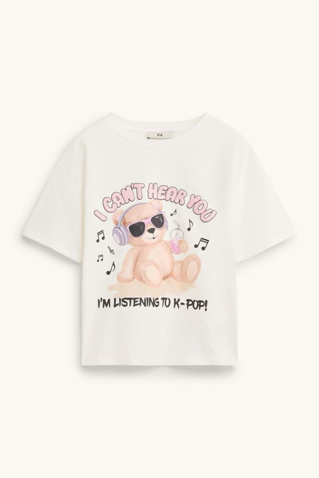 Kinder Mädchen - K-Pop - Kurzarmshirt - weiß