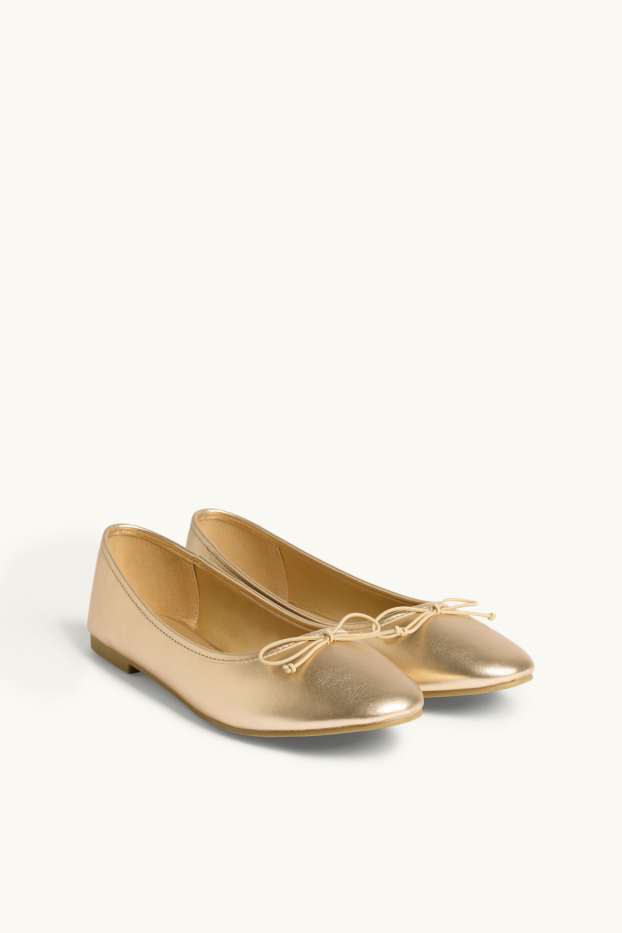 Damen - Ballerinas - Lederimitat - gold