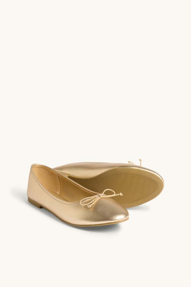 Damen - Ballerinas - Lederimitat - gold