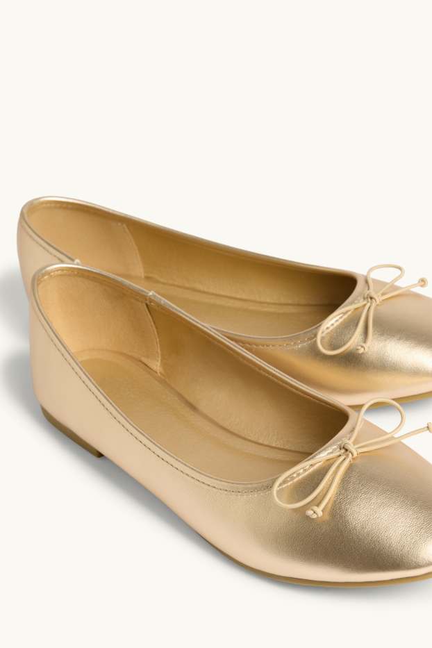 Damen - Ballerinas - Lederimitat - gold