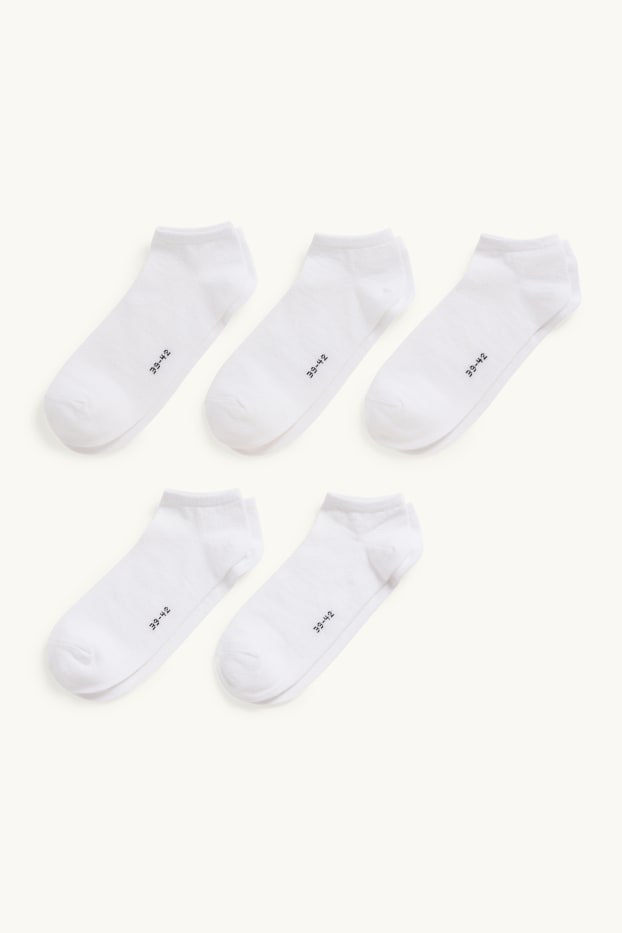 Dames - Set van 5 paar - sneakersokken - wit