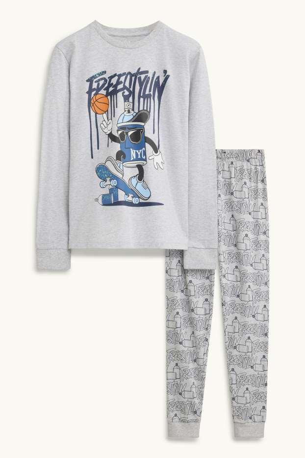 Enfants garçons - Graffitis - pyjama - 2 pièces - gris