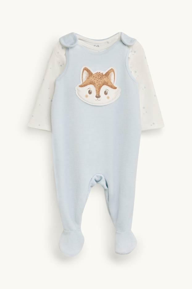 Bébés garçons - Renard et étoile - ensemble avec grenouillère - 2 pièces - bleu clair