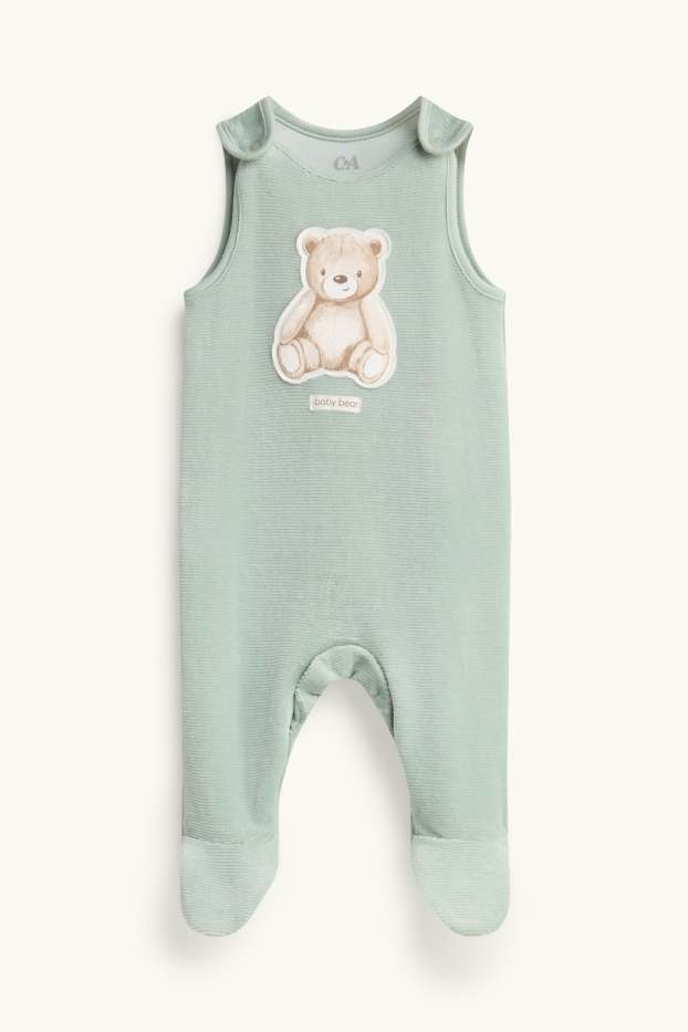 Unisexe - Ourson - ensemble avec grenouillère - 2 pièces - vert clair