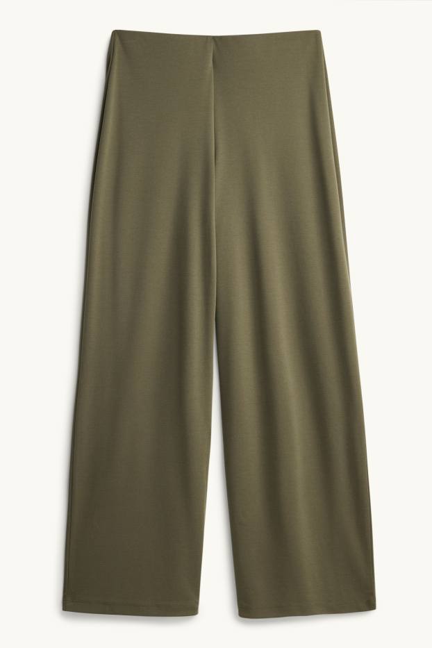 Damen - Stoffhose - Mid Waist - Palazzo - khaki