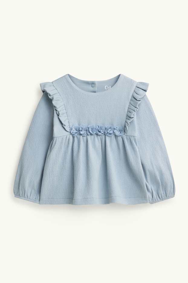 Baby Mädchen - Blümchen - Baby-Langarmshirt - hellblau