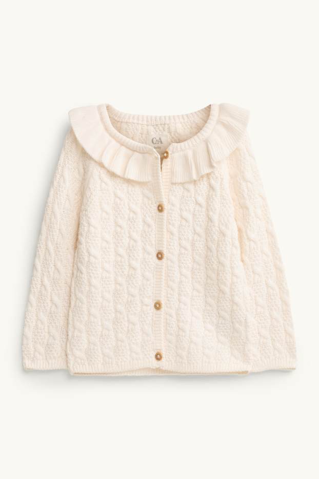 Baby Mädchen - Baby-Strickjacke - Zopfmuster - cremefarben