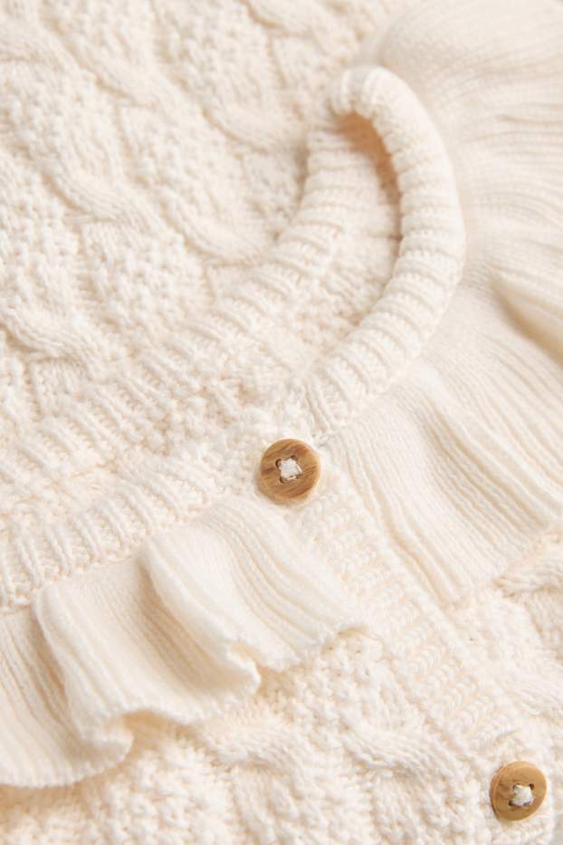 Baby Mädchen - Baby-Strickjacke - Zopfmuster - cremefarben