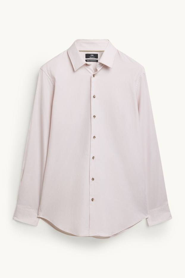 Heren - Business-overhemd - regular fit - kent - strijkvrij - beige