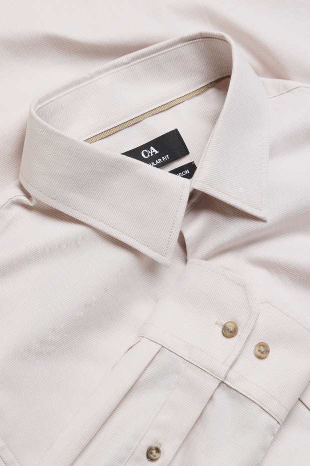 Heren - Business-overhemd - regular fit - kent - strijkvrij - beige