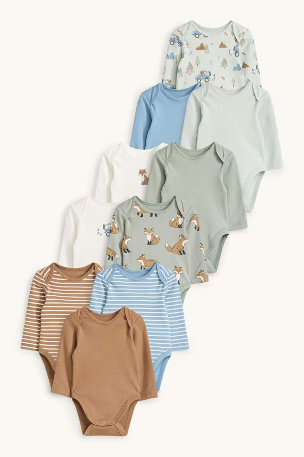 Neonati - Confezione da 10 - volpe e bosco - body per neonati - verde / beige