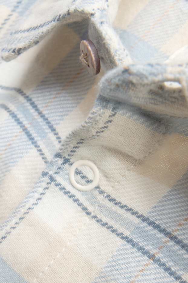Baby: jongens - Flanellen babyoverhemd - geruit - beige / blauw