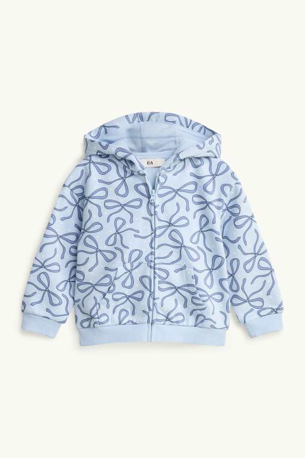 Enfants filles - Nœud - Sweat zippé en molleton avec capuche - bleu clair