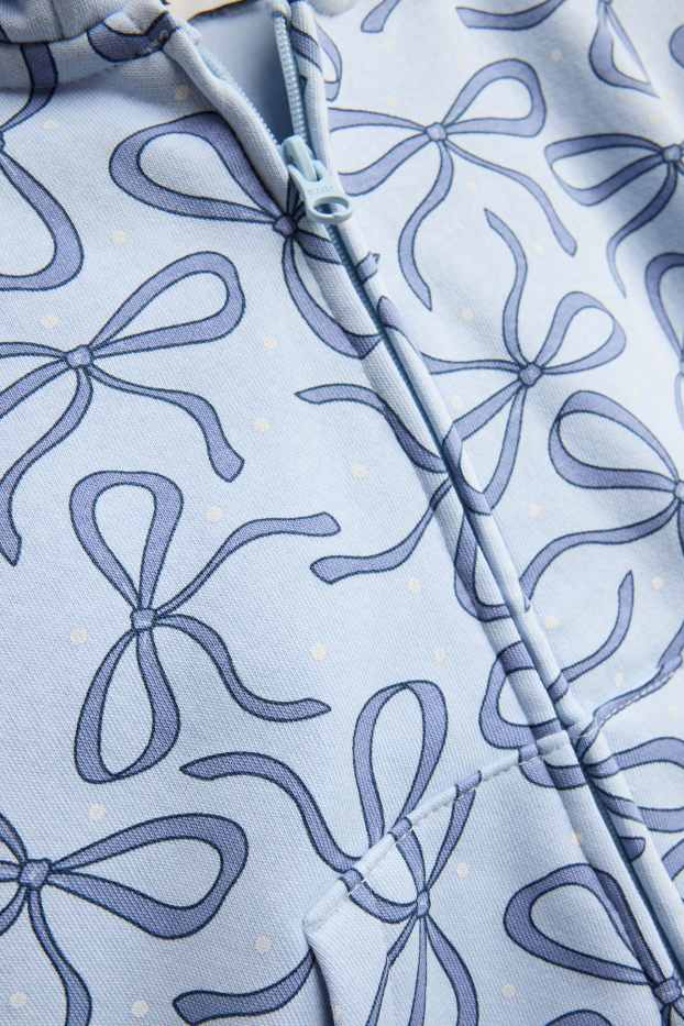 Enfants filles - Nœud - Sweat zippé en molleton avec capuche - bleu clair