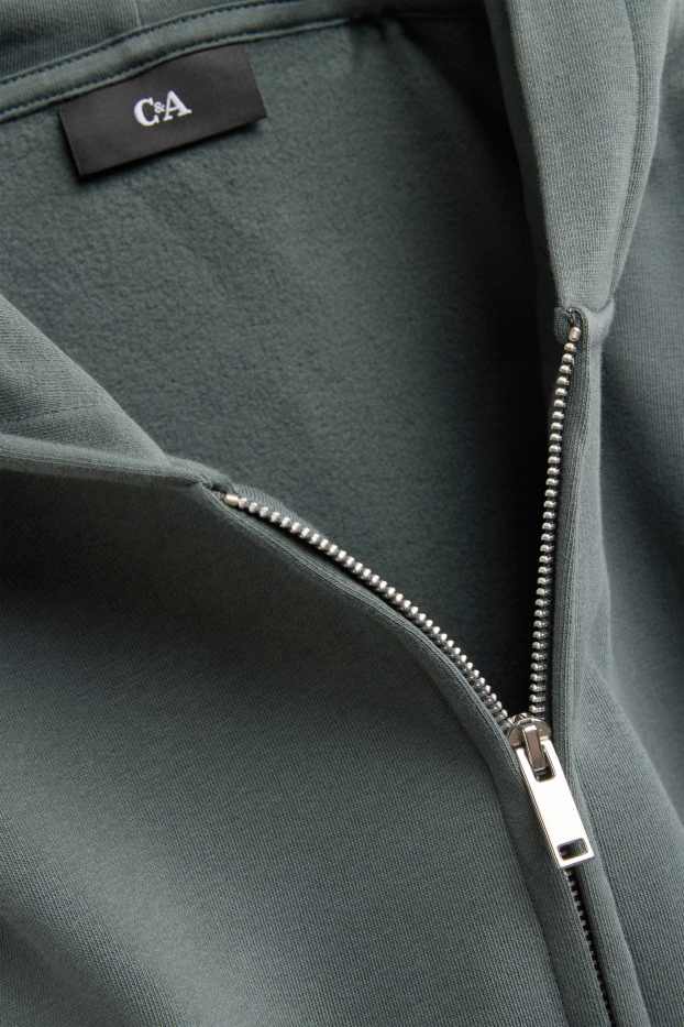 Hommes - Sweat zippé en molleton avec capuche - vert