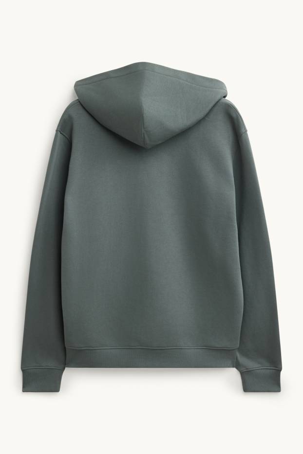 Hommes - Sweat zippé en molleton avec capuche - vert