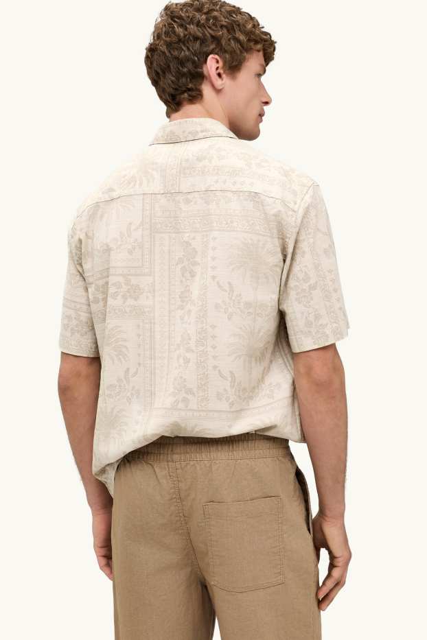 Men - Shirt - relaxed fit - lapel collar - patterned - beige