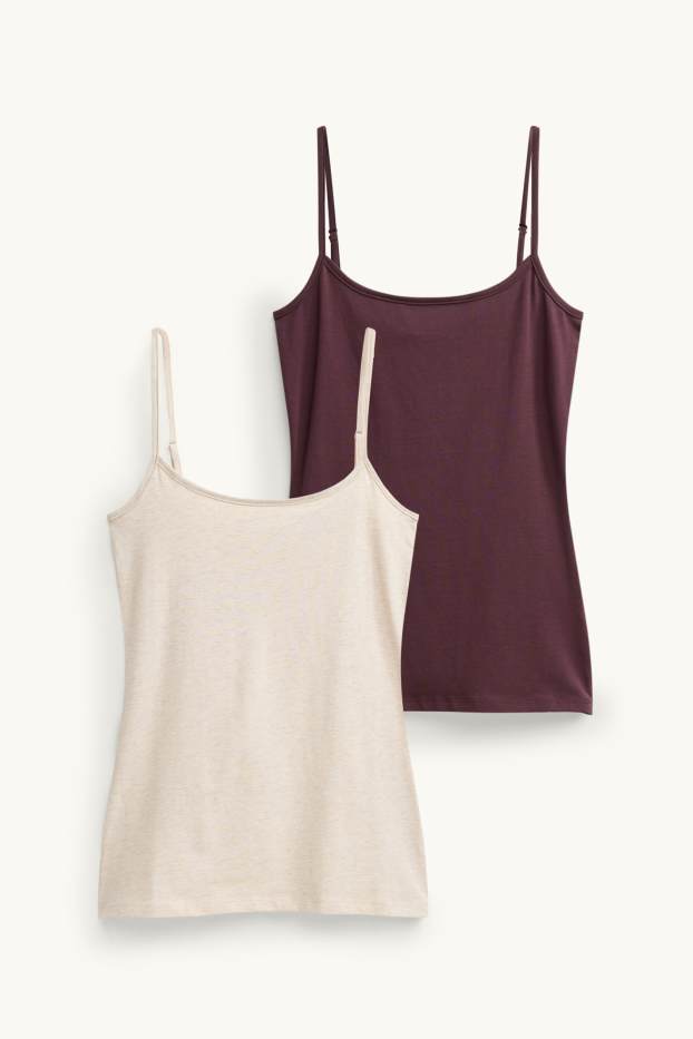Dames - Set van 2 - top - zwart / beige