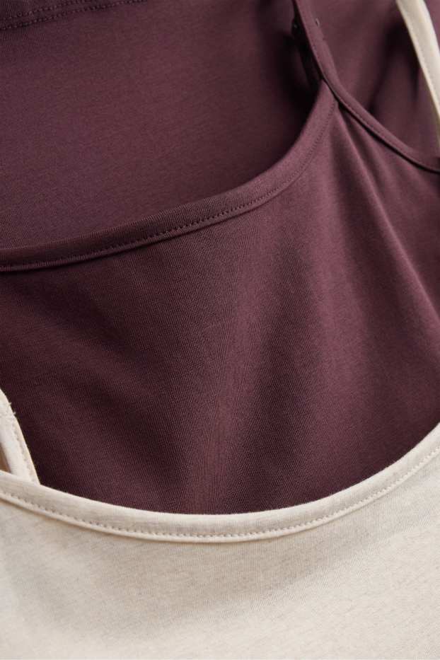 Dames - Set van 2 - top - zwart / beige