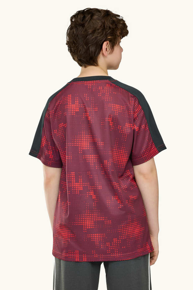 Kinder Buben - Kurzarmshirt - gemustert - rot