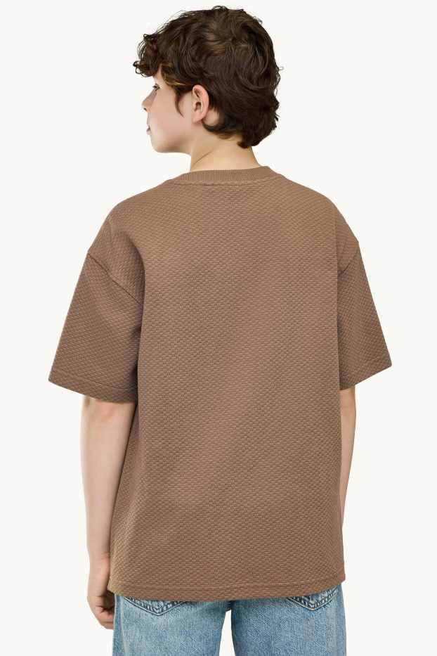 Kinder Buben - Kurzarmshirt - strukturiert - braun
