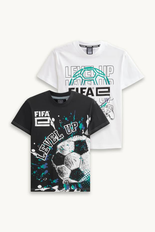 Enfants garçons - Lot de 2 - FIFA® - T-shirt - blanc / noir