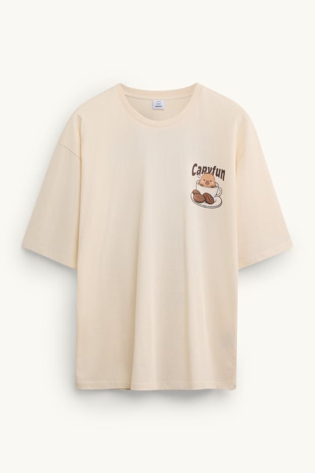 Damen - T-Shirt - Oversized - CapyFun - beige
