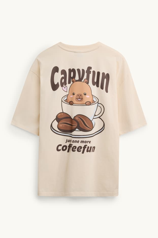 Damen - T-Shirt - Oversized - CapyFun - beige