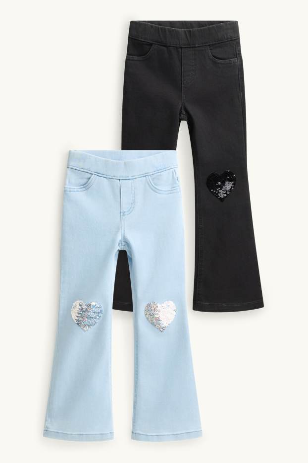 Nena - Paquet de 2 - cors - jeggings acampanats - efecte brillant - texà blau