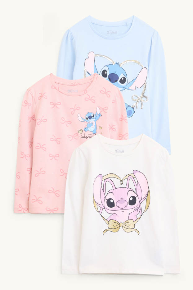Nena - Paquet de 3 - Lilo & Stitch - samarreta de màniga llarga - blau/rosa