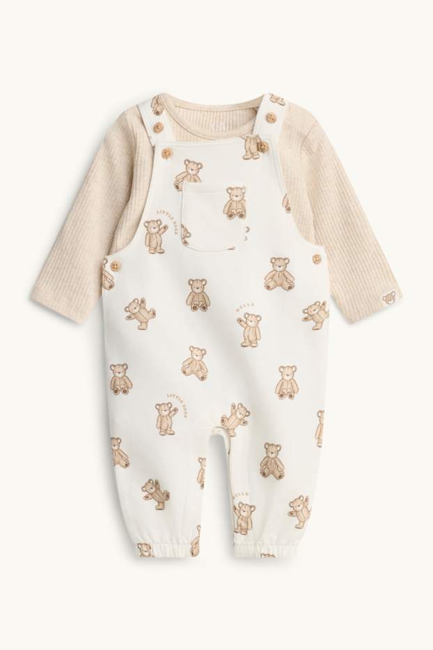 Baby Boys - Teddy bear - newborn outfit - 2 piece - cremewhite