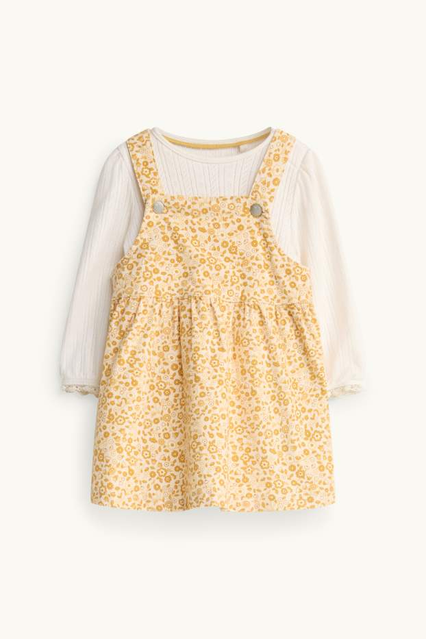 Bébés filles - Petites fleurs - tenue bébé - 2 pièces - jaune