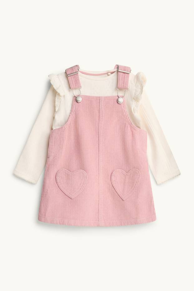 Baby Girls - Heart - baby outfit - 2 piece - rose