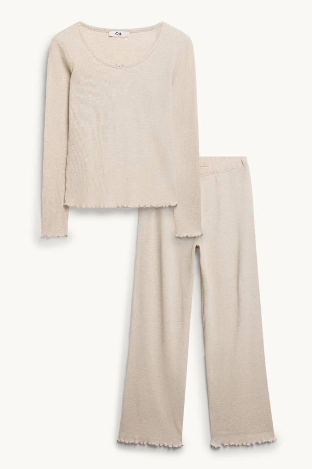 Women - Pyjamas - textured - creme