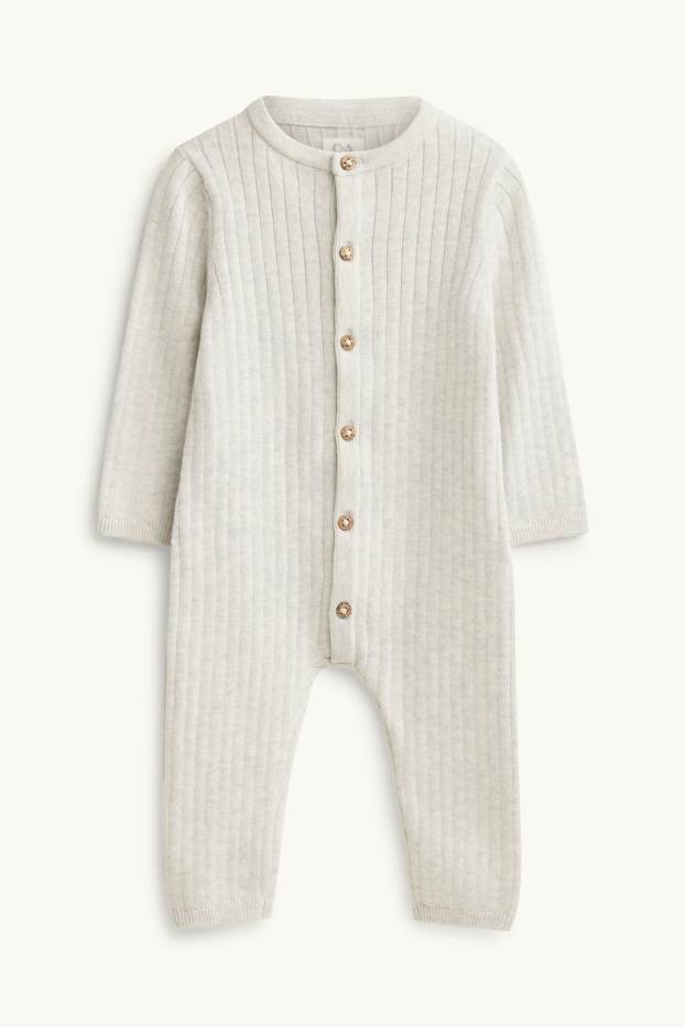 Unisex - Baby-Strick-Jumpsuit - gerippt - hellgrau
