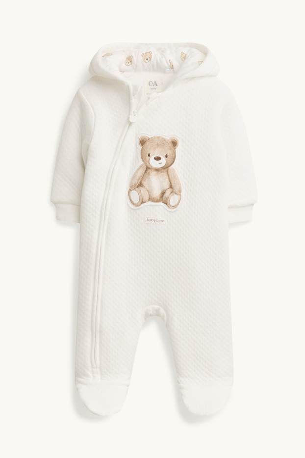 Unisexe - Ours en peluche - combinaison bébé - texturée - blanc crème