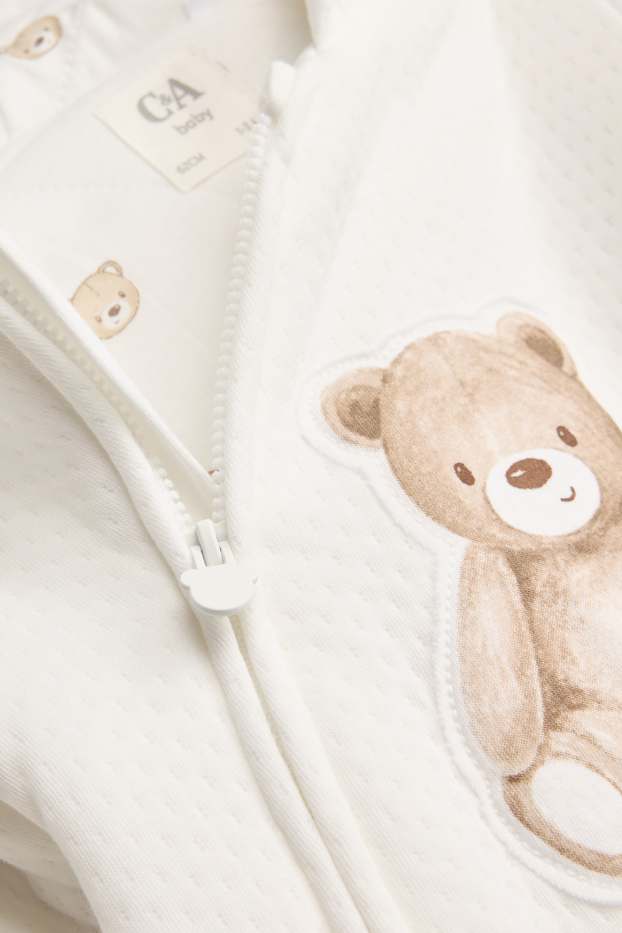 Unisexe - Ours en peluche - combinaison bébé - texturée - blanc crème
