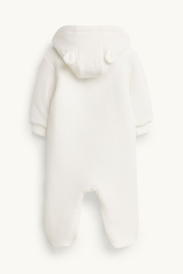 Unisexe - Ours en peluche - combinaison bébé - texturée - blanc crème