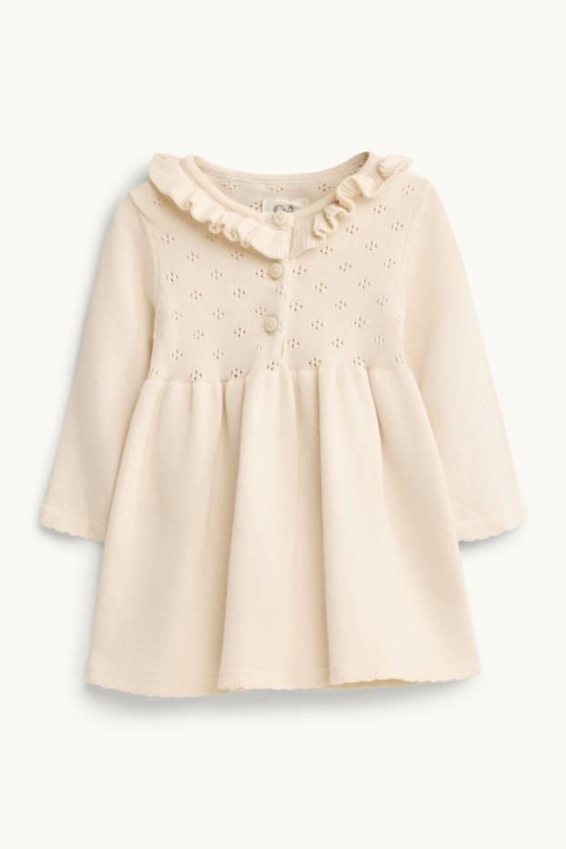 Baby Mädchen - Baby-Strick-Kleid - cremefarben