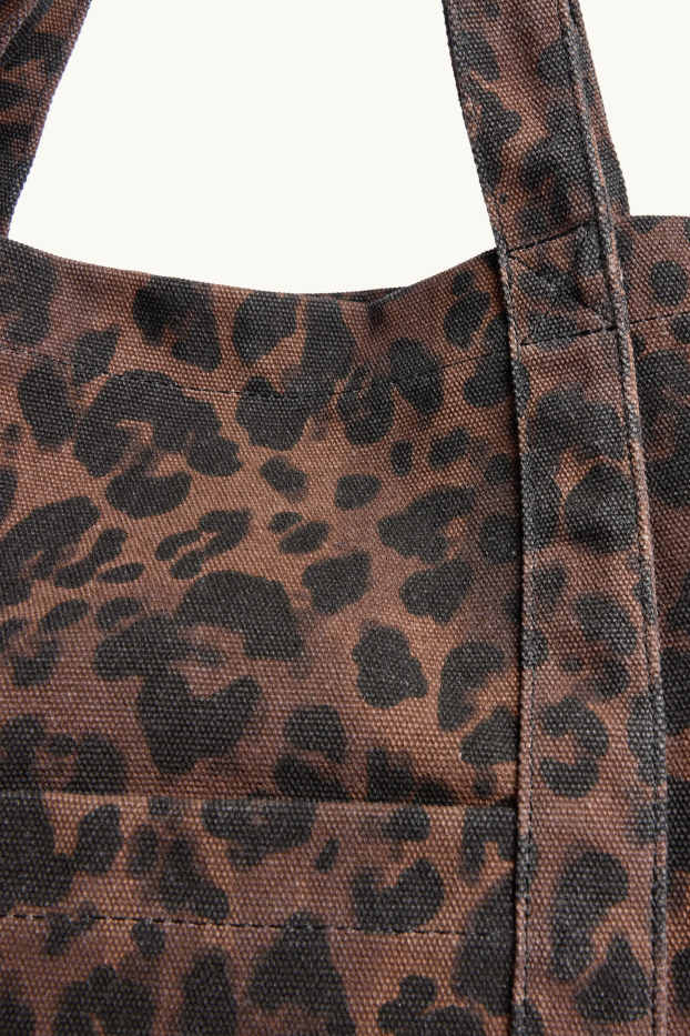 Women - Large shopper - leopard print - dark brown