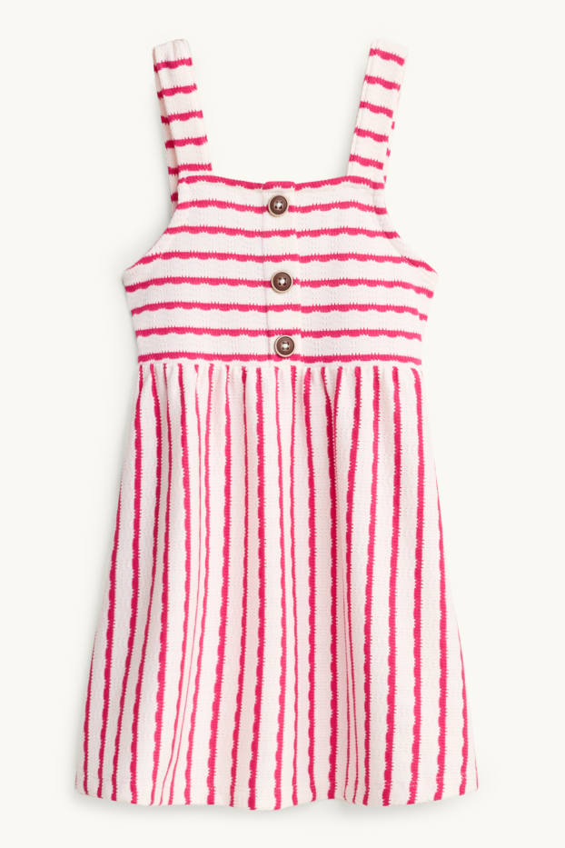 Bambine - Vestito in maglia - a righe - bianco / fucsia