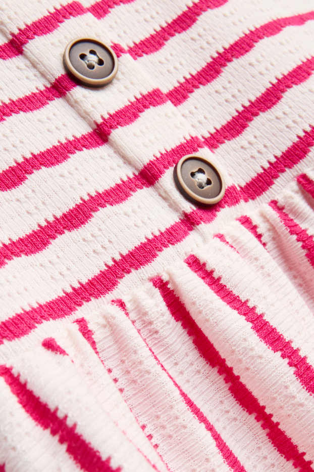 Bambine - Vestito in maglia - a righe - bianco / fucsia