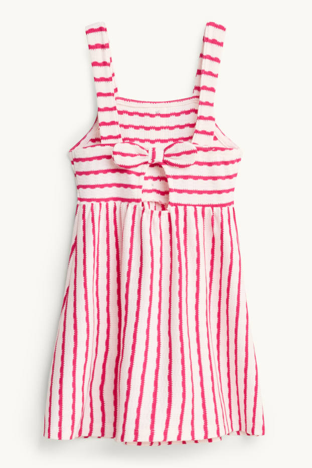 Bambine - Vestito in maglia - a righe - bianco / fucsia
