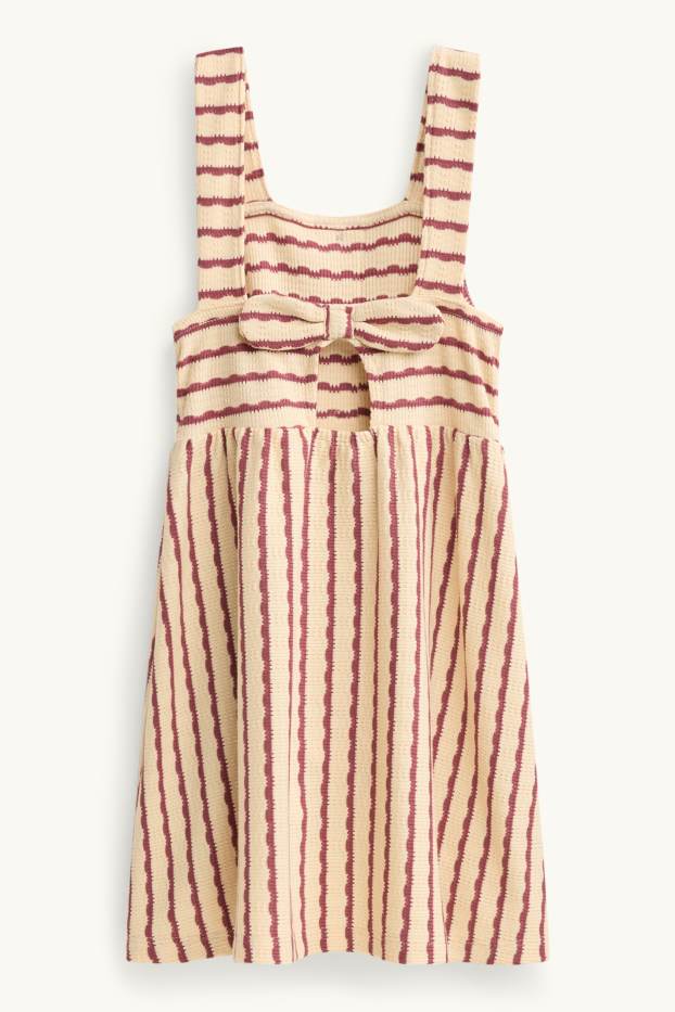 Bambine - Vestito in maglia - a righe - beige / bordeaux